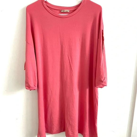 ZARA SHIFT DUST PINK DRESS  SCOOP NECK L - Picture 1 of 7